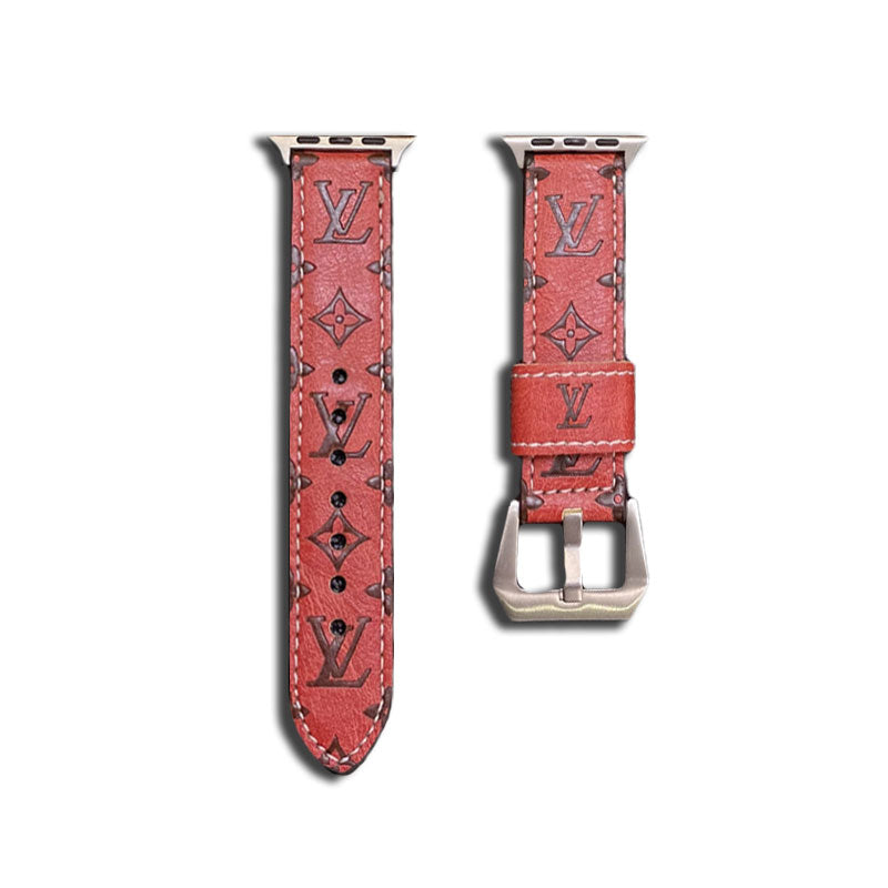 Lærmonogram Apple Watch Band Leather Red-Yh24422