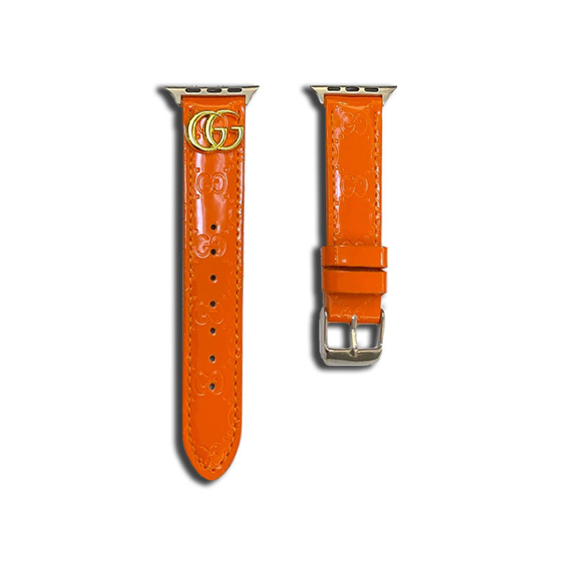 Leather GG Apple Watch Band Orange-LGk240509