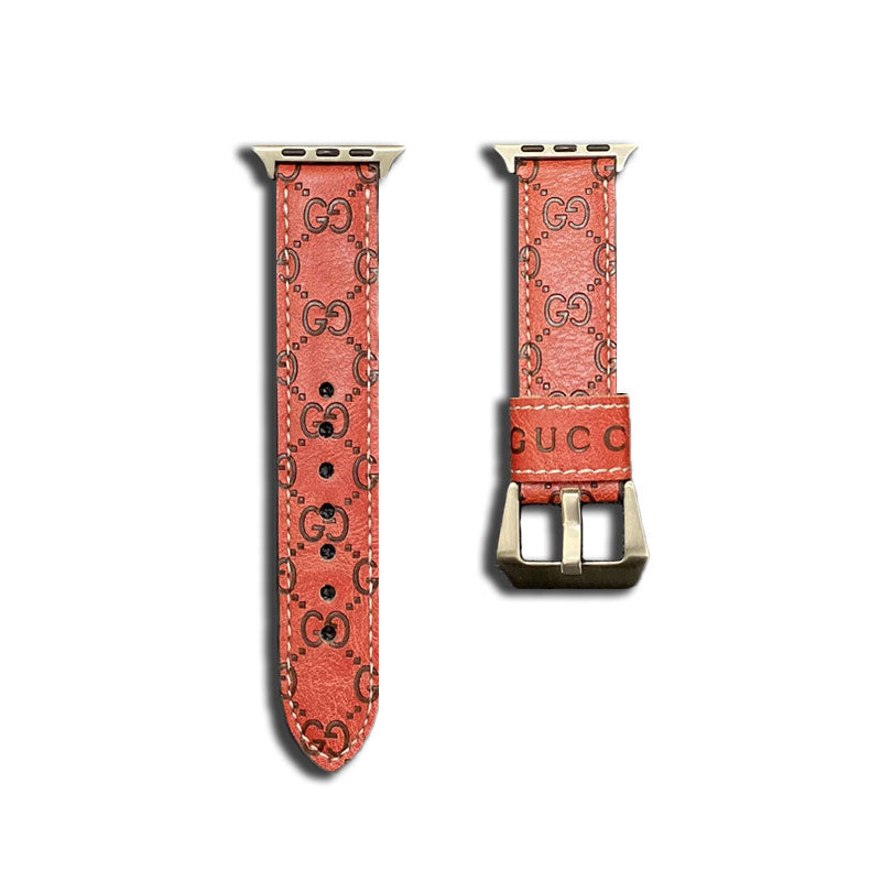 GG Apple Watch Band Leer Rood-SW24422