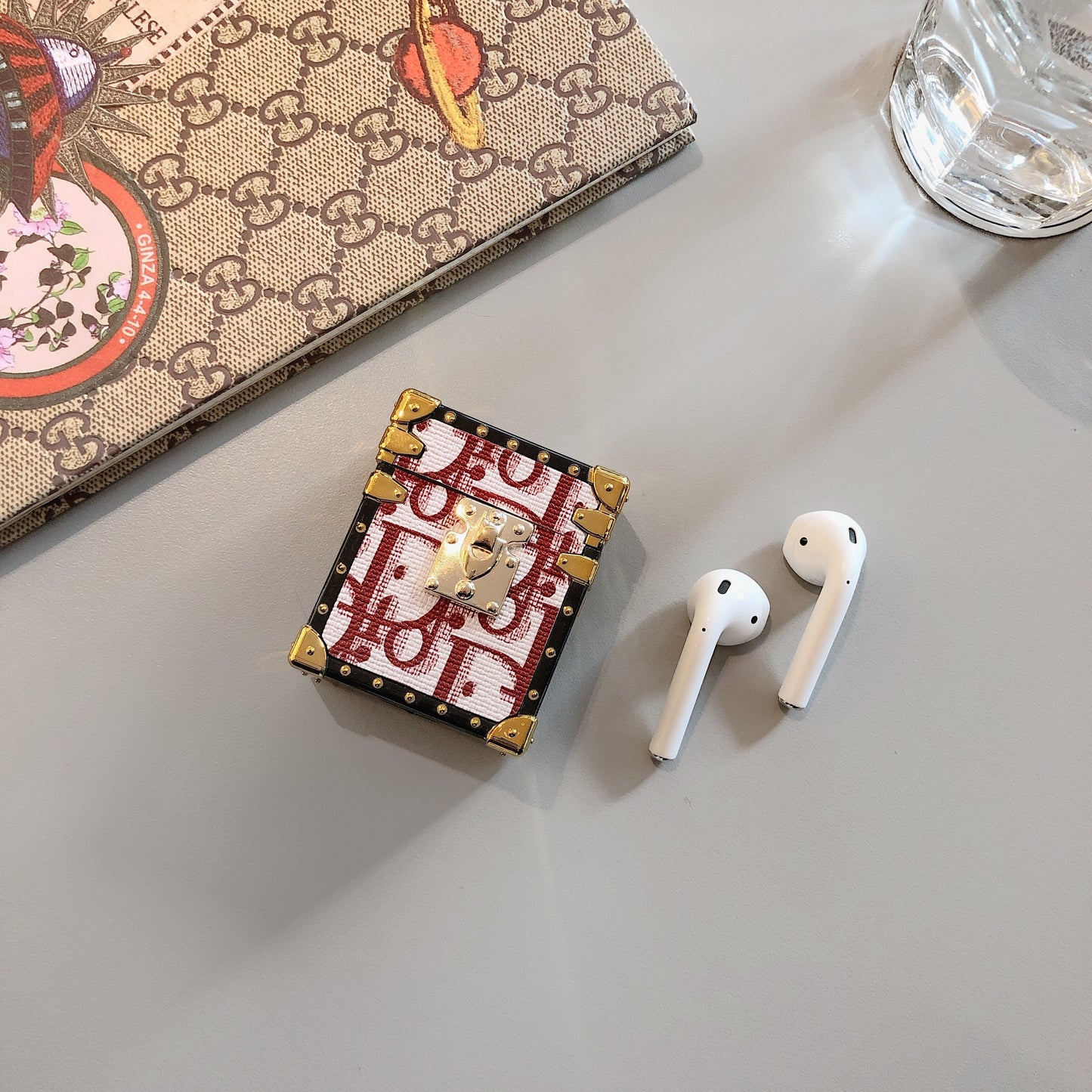 Cutie de lux pentru CD AirPods, roșu-YH240513