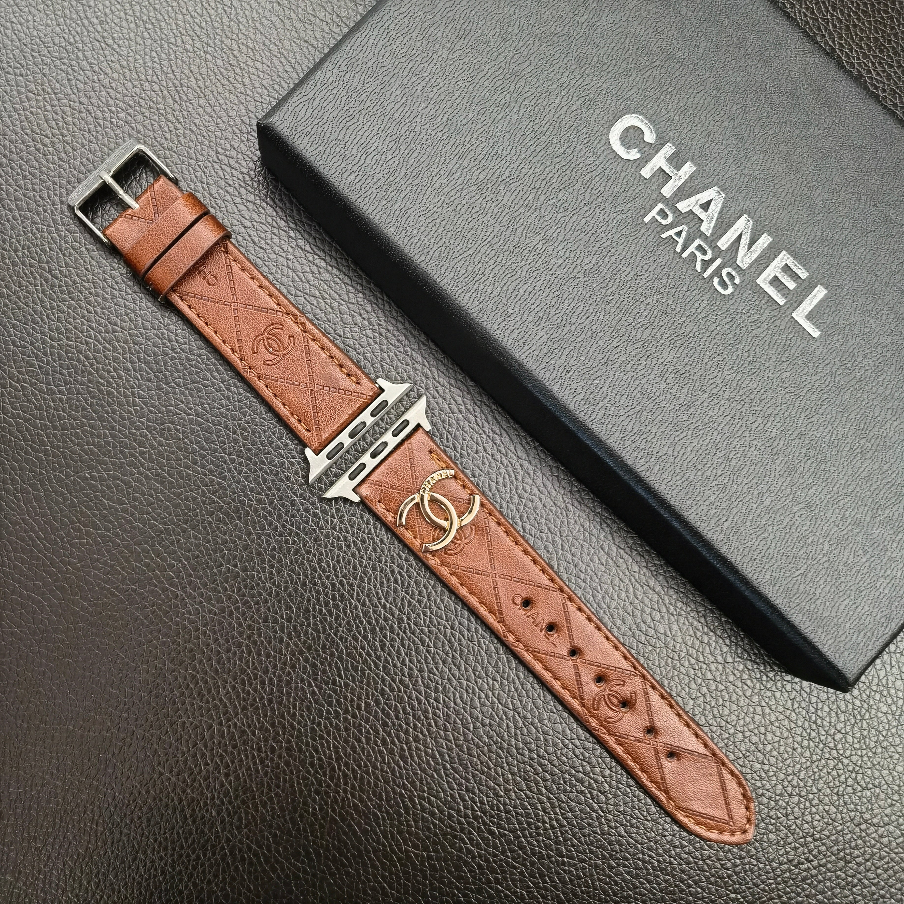 Luxury CC Apple Watch Band Brown-Yhk2405059