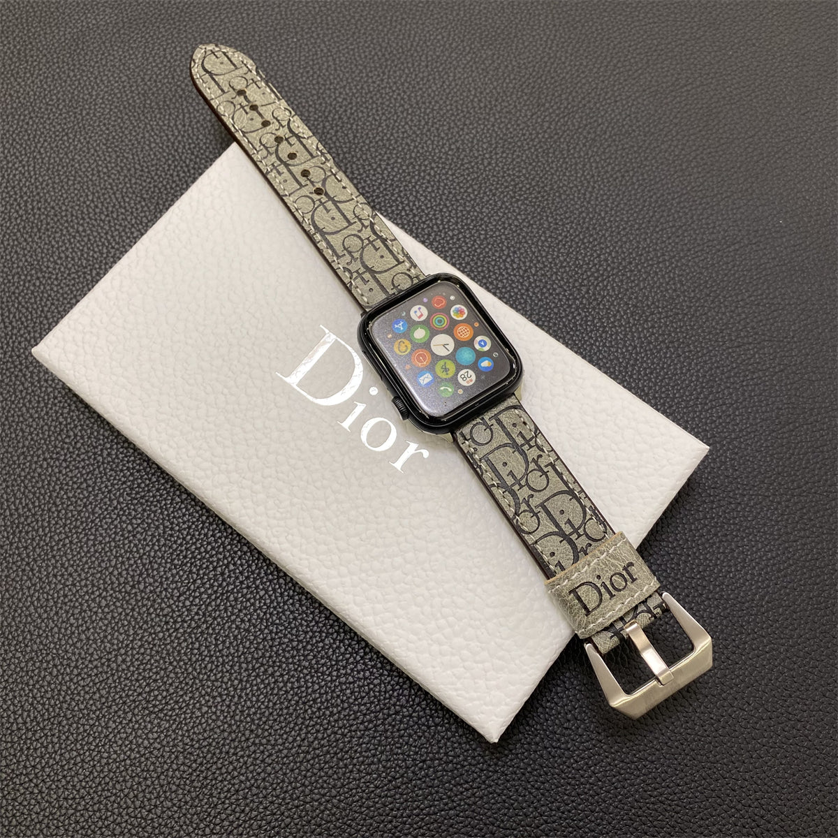 가죽 CD Apple Watch 밴드 그레이-YHK240509