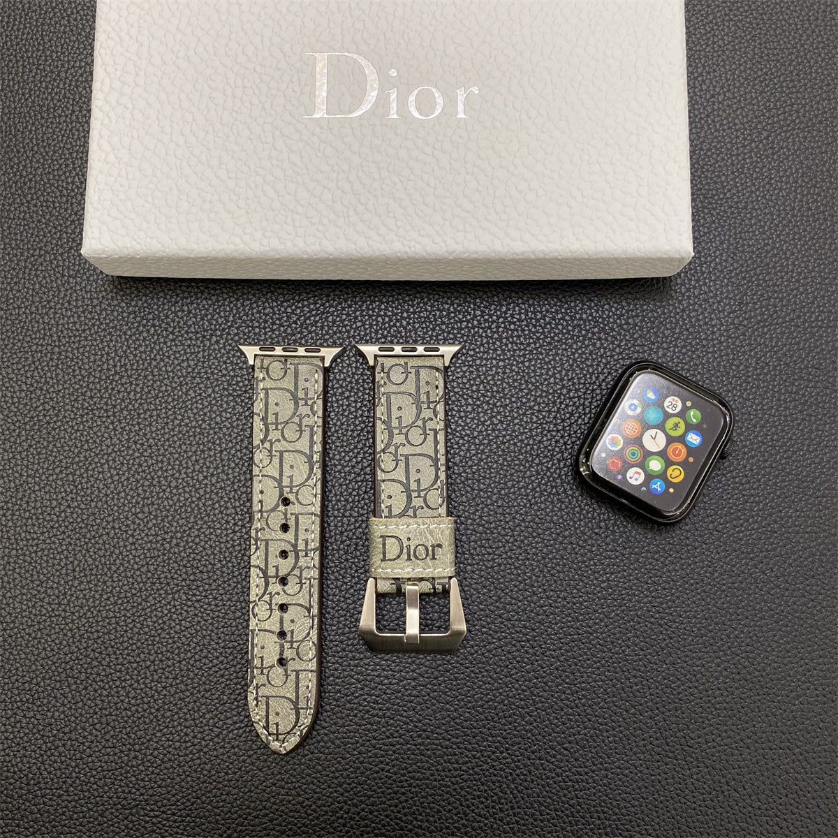 가죽 CD Apple Watch 밴드 그레이-YHK240509