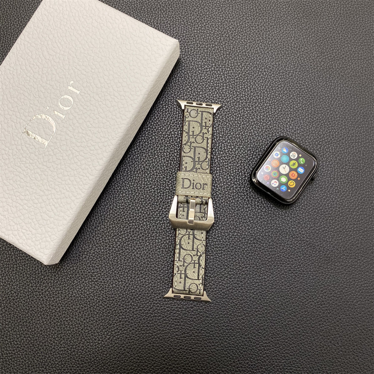 가죽 CD Apple Watch 밴드 그레이-YHK240509